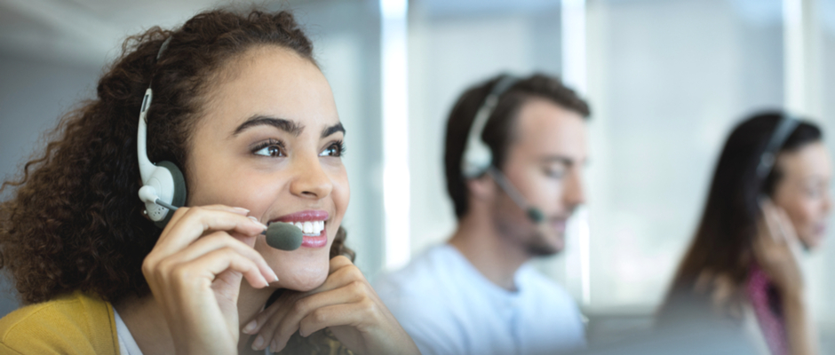 Call centre agent assisting a customer over the phone
